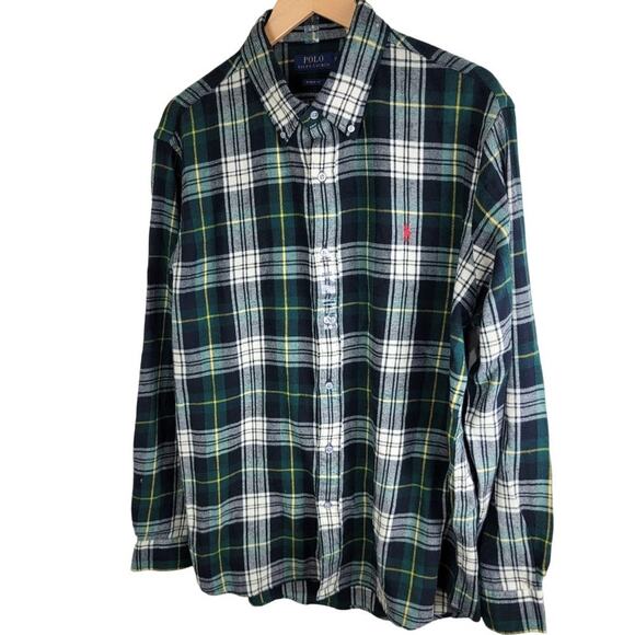 Polo Ralph Lauren Mens Cotton Tartan Plaid Twill Button Down Shirt size XL Green - Picture 8 of 12